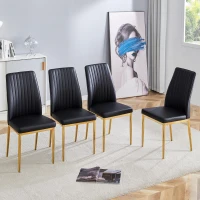 Lot de 4 chaises de salle à manger, design élégant et glamour, structure en métal, 43,00x42,50x92,50 cm, Noir+Doré(m-1)