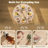 HOMCOM Folding Dining Table, Drop Leaf Extendable Kitchen Table for Small Spaces, Steel Frame, Natural Wood Finish(m-6)