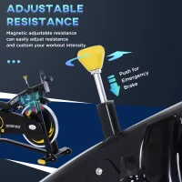 HOMCOM Stationary Exercise Bike, Aerobic Indoor Training,  Upright Cycling Cardio Workout, Home Fitness Racing Machine with 10KG Flywheel, LCD Monitor & Phone Holder, Yellow(m-6)