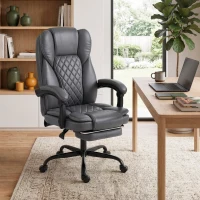 HOMCOM Executive Home Office Chair Reclining Function Footrest Computer Desk Chair High Back, Grey(m-10)