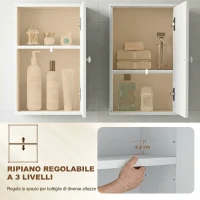 HOMCOM Mobiletto Bagno Pensile Sopra WC con Ripiano Regolabile e Anta, Bianco(m-6)