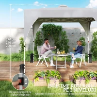 Outsunny Pavilion 3x3m Pliabil, Montaj Ușor cu Buton, UPF 50+ Protecție(m-7)