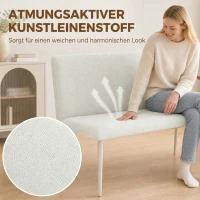 HOMCOM Eetkamerbank zonder armleuningen, linnenlook stof, keukenbank met rugleuning en metalen poten, beige(m-6)