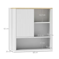 HOMCOM Armario de Baño de Pared con Puerta Corredera 5 Compartimentos y Estantes Ajustables 60x20x62 cm Blanco(m-3)