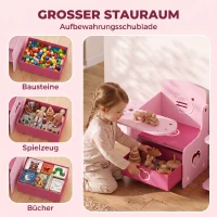 AIYAPLAY Kindertafel met Stoel 2-in-1, Kinderzitgroep met Opbergruimte, Ruimtebesparend, voor 3-5 Jaar, Roze(m-5)