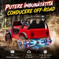 AIYAPLAY Mașină Electrică pentru Copii 3+ Ani, 12V, cu 2 Motoare, Telecomandă, USB, Muzică și Claxon, 3-5 km/h, Roșu(m-4)