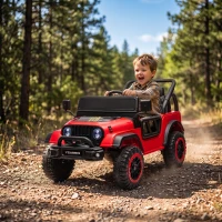 AIYAPLAY Macchina Elettrica per Bambini 3+ Anni, 12V, 2 Motori, Telecomando, USB, Musica, 3-5 km/h, Rosso(m-2)