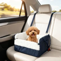 PawHut Siège auto pour chien avec ceinture de sécurité et fixation, siège de voiture pour chiens 55 x 46 x 32 cm bleu marine(m-8)