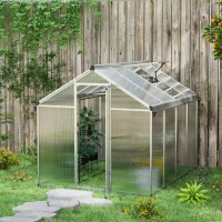 Outsunny Serra da Giardino in Policarbonato con Finestra, Porta con Blocco e Grondaia, 2.5x2x2m(m-2)
