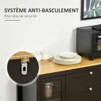 HOMCOM Buffet meuble de rangement 1 placard double porte 2 placards à porte vitrée 2 tiroirs étagère réglable 120x40x90cm noir(m-7)