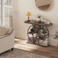 HOMCOM Consolle da Ingresso Mobile d'Ingresso Stile Industriale 6 Ripiani Contenimento Piano 4cm 100 x 30 x 81,5cm Marrone Rustico(m-6)