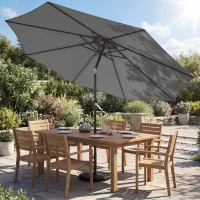 Outsunny Ombrellone Rotondo Inclinabile 3x3 m con Manovella, in Metallo e Poliestere, Grigio Scuro(m-2)