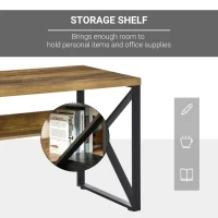 HOMCOM Computer Desk Writing Desk Home Office PC Laptop Workstation with Storage Shelf 120 x 60 x 76cm Black Brown Wood Effect(m-4)