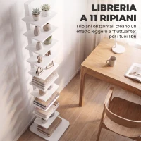 HOMCOM Libreria Moderna a 11 Ripiani Salvaspazio in Stile Industriale, 34.5x41.5x163.5 cm, Bianco(m-4)