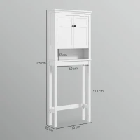 HOMCOM Mueble sobre Inodoro con 2 Puertas Compartimiento y Estante Ajustable Mueble para Baño 70x20x175 cm Blanco(m-3)