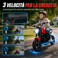 AIYAPLAY Moto da Cross Elettrica per Bambini 24V Motore 180W, 6-12 Anni, Pneumatici 30cm in Gomma, Rossa(m-6)