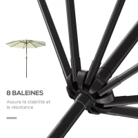 Outsunny Parasol de Jardin Extérieur 3x3 m, Parasol Inclinable Octogone avec Manivelle, 8 Baleines, Anti-UV, Beige(m-7)