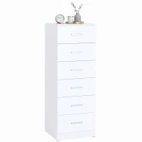 HOMCOM Comodă cu 6 sertare comodă înaltă pentru dormitor cu sistem anti-răsturnare 40x40x110 cm Alb(m-7)
