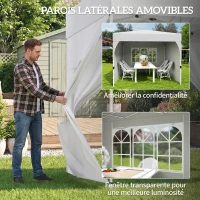 Outsunny Tonnelle de jardin 3 x 3 m pop up, tonnelle pliante réglable en hauteur, protection UV50+, 3 parois latérales, crème(m-7)