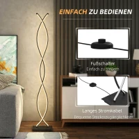 HOMCOM Stehlampe dimmbar moderne Doppelspirale Stehleuchte LED-Lichtquelle Schwarz(m-7)