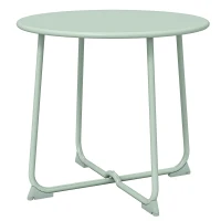 Outsunny Table basse extérieure pour 2 personnes, table de jardin ronde base en X avec structure métal, Ø 50 x 45,5 cm vert clair(m-12)
