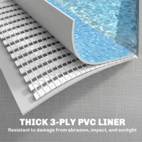 Outsunny Rectangle Steel Frame Swimming Pool with Ladder and Pump - Grey(m-4)