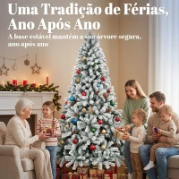 HOMCOM Árvore de Natal Nevada 230 cm com 1000 Pontas em PVC Ignífugo, Ramos Articulados, Montagem Rápida, Verde e Branco(m-8)