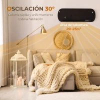 HOMCOM Calefactor Eléctrico de Pared 2000W con 3 Modos Pantalla LED Termostato Temporizador y Oscilación Negro(m-6)