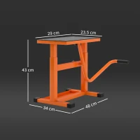 DURHAND Stand pentru motociclete, max. 150 kg, din metal, cu suprafață din cauciuc și manivelă, 48x34x43 cm, portocaliu(m-3)