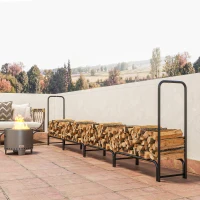 Outsunny Leñero de 1m³ Regulable con Toldo Impermeable de PE, en Metal, 360x36x99cm, Negro y Verde Oscuro(m-5)