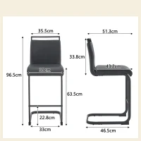 Lot de 2 tabourets de bar style nordique, design épuré et élégant avec piètement métal doré robuste, 39x46.5x96.5 cm, Noir(m-3)