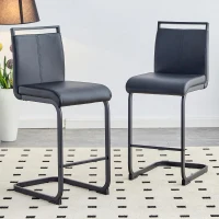 Lot de 2 tabourets de bar style nordique, design épuré et élégant avec piètement métal doré robuste, 39x46.5x96.5 cm, Noir(m-4)