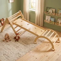 AIYAPLAY Triângulo de Escalada de Madeira 5 em 1 Escada para Crianças de 18-48 Meses com Rampa e Arco de Escalada 178x64,5x63 cm Madeira(m-8)