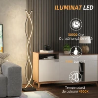 HOMCOM Lampă de Podea LED cu Spirală Dublă, Negru(m-6)