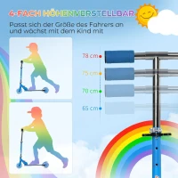 HOMCOM Roller Kinder Scooter mit LED Rädern 124 mm Rollen klappbarer Höhenverstellbar mit Musik Hinterradbremse Blau(m-5)
