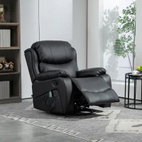 HOMCOM Poltrona Relax Reclinabile con 8 Punti Massaggianti, in Finta Pelle e Acciaio, 97x92x104 cm, Nero(m-10)