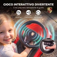 AIYAPLAY Auto Cavalcabile per Bambini 18-36 Mesi Porsce con Clacson, Fari, Suoni, Volante e Seduta, Rosso(m-5)