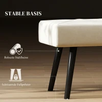 HOMCOM Sitzbank Polsterbank Bettbank, Samtoptik, 100 x 36 x 45 cm, Cremeweiß(m-5)