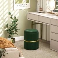 HOMCOM Velvet-Feel Storage Ottoman - Green(m-2)
