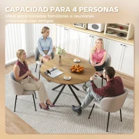 HOMCOM Mesa de Comedor Redonda para 4 Personas con Estructura de Acero Ø120x75 cm Roble(m-5)