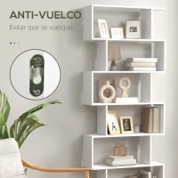 HOMCOM Estantería para Libros Moderna Librería con 6 Estantes para Comedor Salón Estudio 80x23x192 cm Blanco(m-7)
