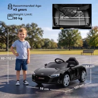 AIYAPLAY Kinder Elektroauto 12V Kinderauto mit Fernbedienung Lithium-Akku 2 Motor Sanftanlauf Hinterradfederung Schwarz(m-3)