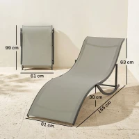 Outsunny Set 2 Sdraio da Giardino Pieghevoli, Lettino Prendisole in Alluminio e Textilene, 61x165x63cm(m-3)