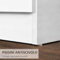 HOMCOM Comodino Camera da Letto con 3 Cassetti, Maniglie in Alluminio, Design Anti-Ribaltamento, 40x35x58 cm, Bianco(m-6)