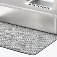 PawHut XL Stainless Steel Cat Litter Tray with Lid, High Sided Cat Litter Box with Scoop and Mat, Light Grey(m-13)