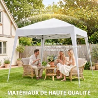 Outsunny Tonnelle de Jardin 3x3m Pop up Tente Pliable Acier Polyester imperméabilisé Anti UV avec Sac de Transport Blanc(m-4)