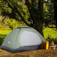 Outsunny Tienda de Camping Plegable con 2 Ventanas de Malla Bolsa de Transporte y Marco de Fibra de Vidrio 206x152x110 cm Verde(m-10)