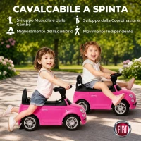 AIYAPLAY Macchina Cavalcabile per Bambini 12-36 Mesi Licenza Fiat con Musica, Clacson e Vano Sottosedile in PP, Rosa(m-6)