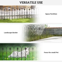 Outsunny Decorative Garden Fencing, 5PCs Outdoor Picket Fence Panels, Rustproof Metal Wire Landscape Flower Bed Border Edging Animal Barrier, Black(m-6)