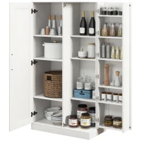 HOMCOM Credenza Cucina con 2 Ante, Ripiani Regolabili, per Sala da Pranzo Salotto, 80x43x160 cm, Bianco Effetto Legno(m-10)